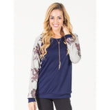 Floral Sleeve Pullover Sweater - Black