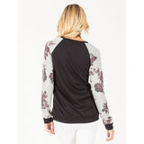 Floral Sleeve Pullover Sweater - Black