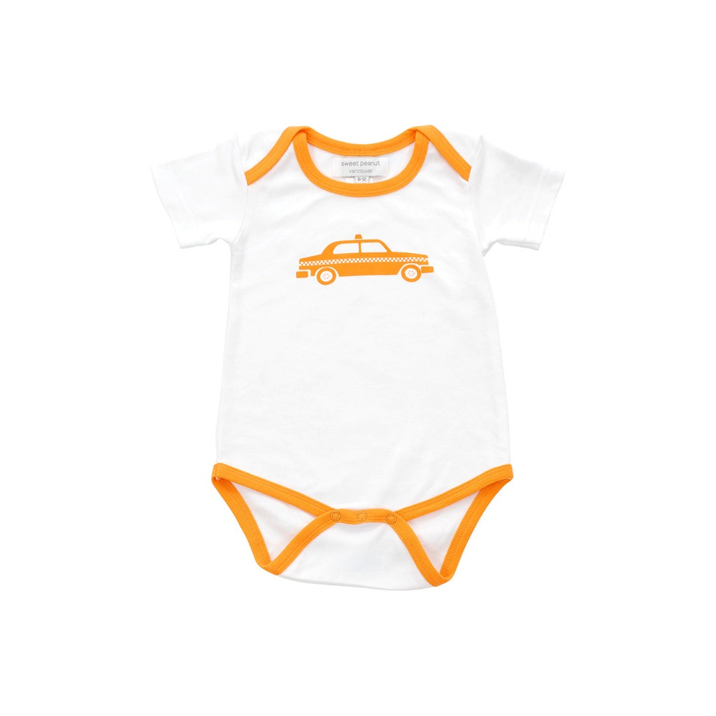 onesie with orange taxi cab