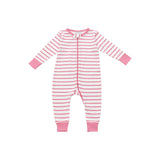 long romper in pink marseille stripe