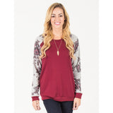 Floral Sleeve Pullover Sweater - Black