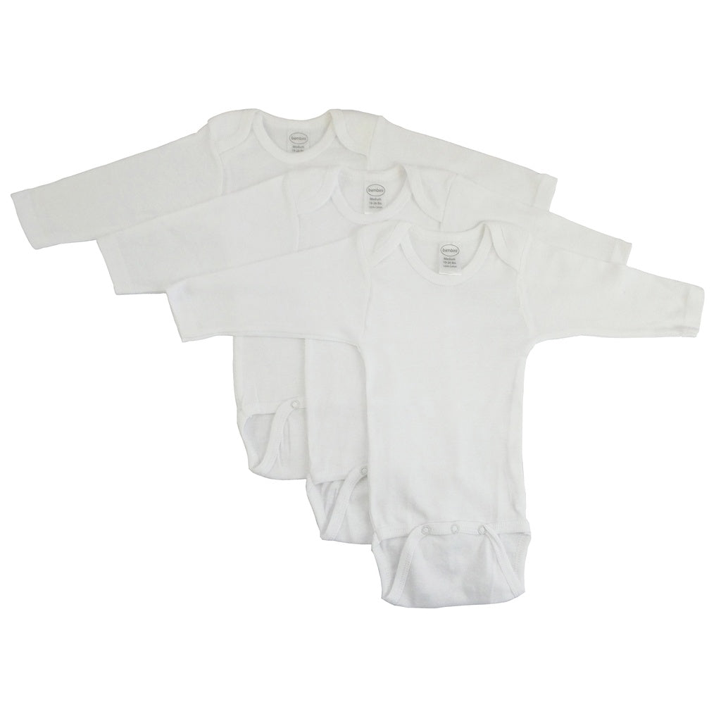 Bambini Long Sleeve White Onezie 3 Pack