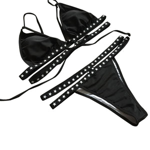 1 Set Biquini Feminino Praia  Brazilian Bikinis Women 2017 Retro Tankini Push Up  Padded Bra Micro Bikini Black #EW