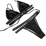 1 Set Biquini Feminino Praia  Brazilian Bikinis Women 2017 Retro Tankini Push Up  Padded Bra Micro Bikini Black #EW