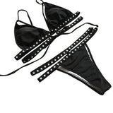 1 Set Biquini Feminino Praia  Brazilian Bikinis Women 2017 Retro Tankini Push Up  Padded Bra Micro Bikini Black #EW