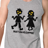 Must Have Coffee Zombies Mens Grey Tank Top