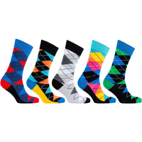 Men's 5-Pair Funky Argyle Socks