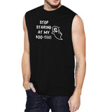 Stop Staring At My Boo-Tee Ghost Mens Black Muscle Top