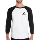Mini Shark Mens Black And White Summer Graphic Baseball Tee Shirt