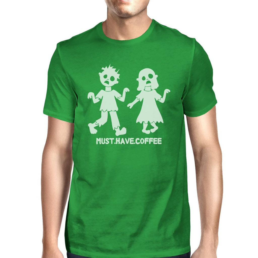 Must Have Coffee Zombies Mens Green Shirt