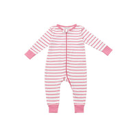 long romper in pink marseille stripe