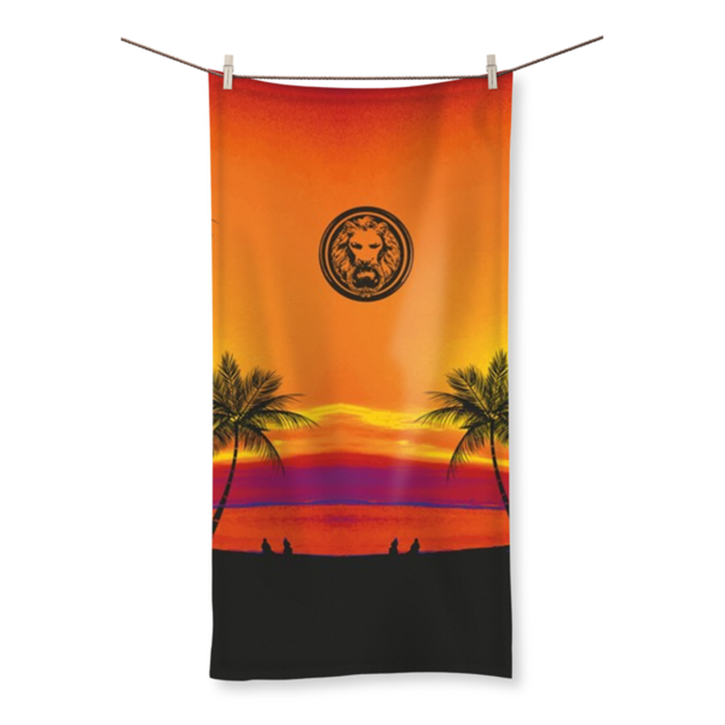 Tropical Palm Tree Lion Beach Towel