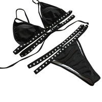 1 Set Biquini Feminino Praia  Brazilian Bikinis Women 2017 Retro Tankini Push Up  Padded Bra Micro Bikini Black #EW